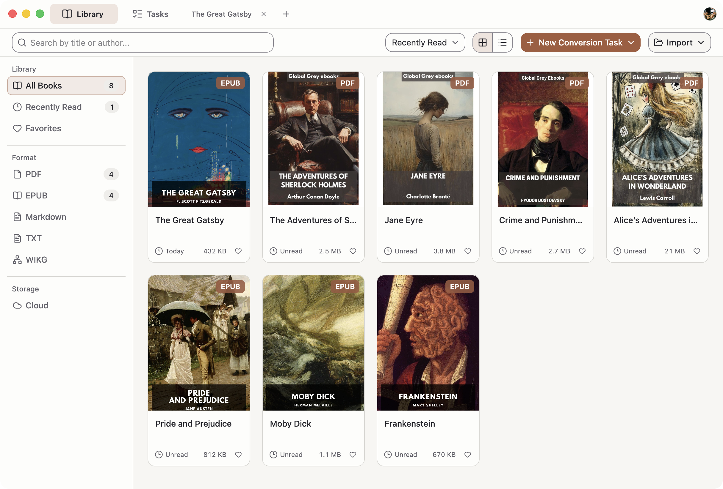 PDF Craft Desktop bookshelf view
